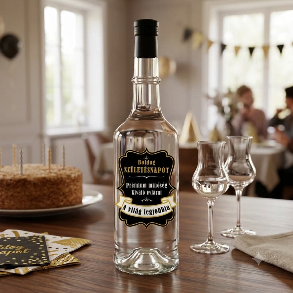 „Boldog Születésnapot” Pálinkás Üveg (0,5L)