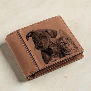 Fényképes gravírozott bőr pénztárca férfiaknak