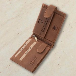 Fényképes gravírozott bőr pénztárca férfiaknak