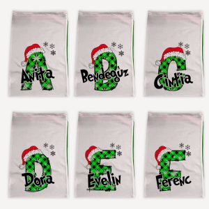 Névre szóló Mikulás zsák monogrammal Grincs edition