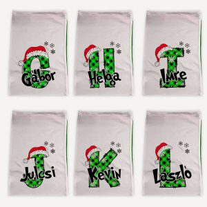 Névre szóló Mikulás zsák monogrammal Grincs edition