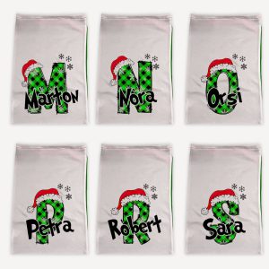 Névre szóló Mikulás zsák monogrammal Grincs edition