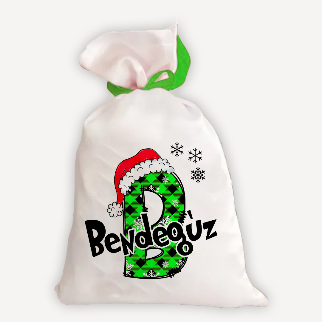 Névre szóló Mikulás zsák monogrammal Grincs edition Névre szóló Mikulás zsák monogrammal Grincs edition