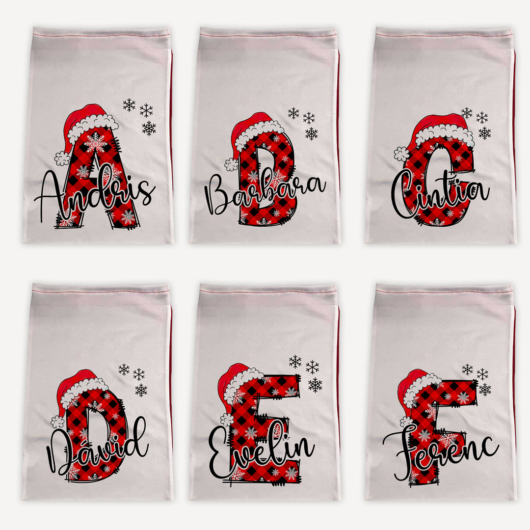 Névre szóló Mikulás zsák monogrammal Névre szóló Mikulás zsák monogrammal