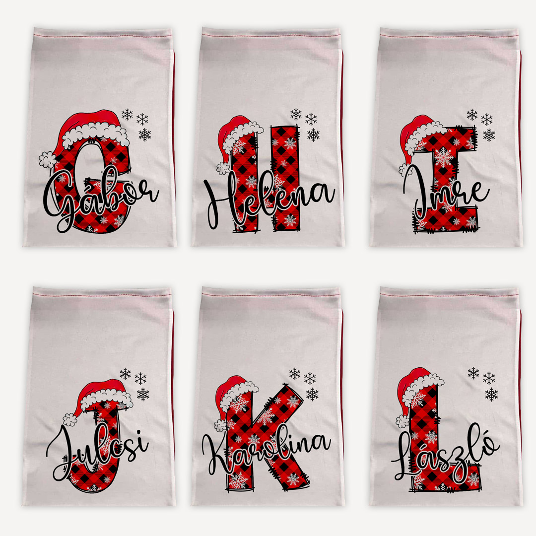 Névre szóló Mikulás zsák monogrammal Névre szóló Mikulás zsák monogrammal