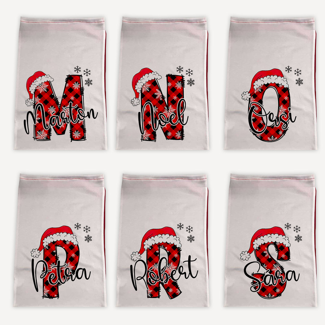 Névre szóló Mikulás zsák monogrammal Névre szóló Mikulás zsák monogrammal