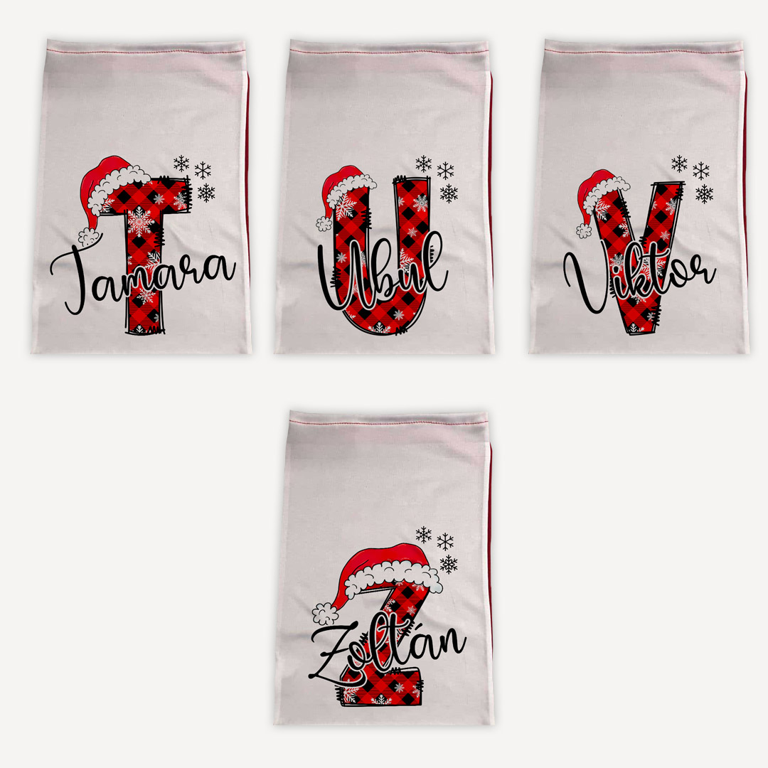 Névre szóló Mikulás zsák monogrammal Névre szóló Mikulás zsák monogrammal
