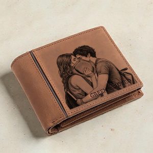 Fényképes gravírozott bőr pénztárca férfiaknak